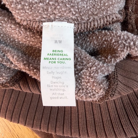 Aerie Women’s Quarter Snap Cropped Sweatshirt In Brown Size M - Picture 6 of 10